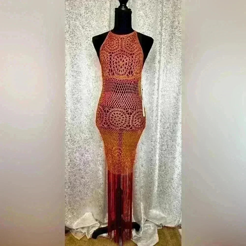 Forever 21 Crochet Swim Coverup in Orange